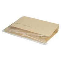 Sachets kraft ingraissables compostables avec fenêtre transparente en PLA Vegware | 280 x 150 x 60mm (Lot de 1000)