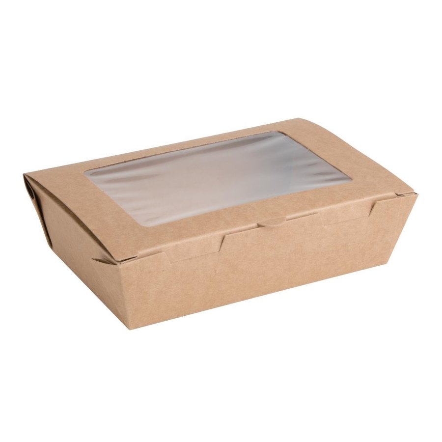 Boîtes salade compostables avec fenêtre en PLA 700ml | 45 x 120 x 172mm (lot de 200)