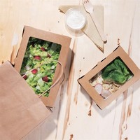 Boîtes salade compostables avec fenêtre en PLA 700ml | 45 x 120 x 172mm (lot de 200)