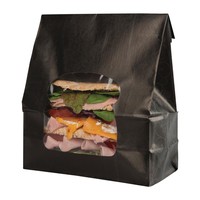 Sacs sandwich en papier recyclable noir avec fenêtre transparente Colpac | 220 x 155 x 72mm (lot de 250)