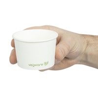 Pots pour aliments chauds compostables en PLA et papier Vegware 110ml | 49 mm (Lot de 1000)