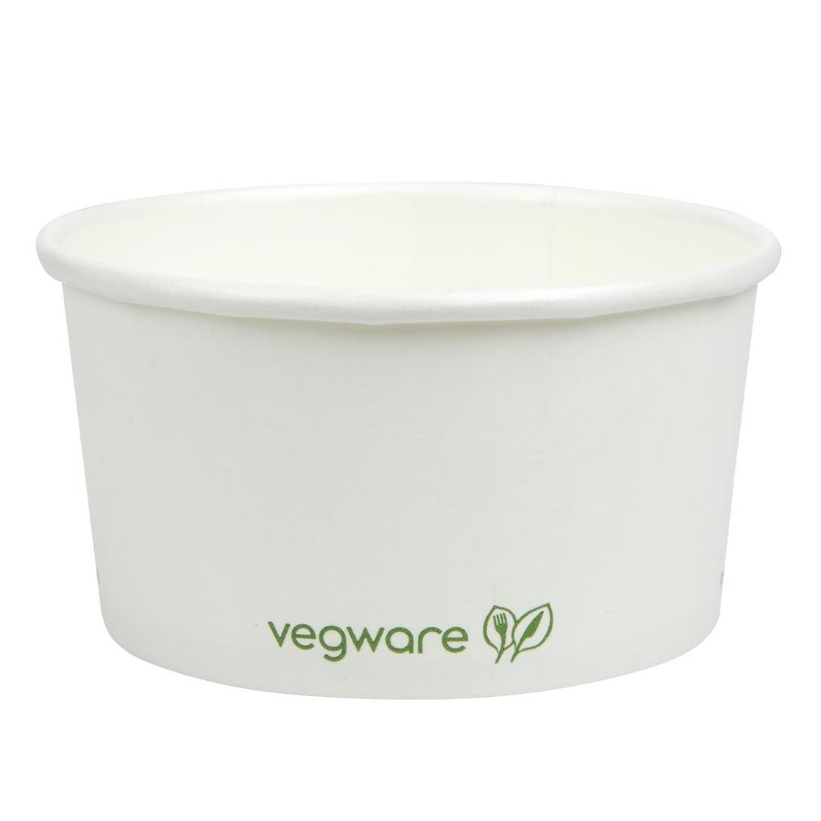 Bols à soupe ou glace compostables en PLA et papier blanc Vegware 170ml | 45 x 90 mm | convient pour GH166 et GH167 (lot de 1000)