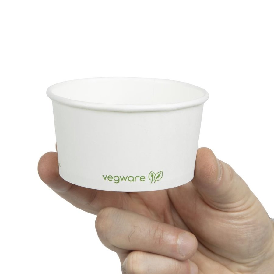 Bols à soupe ou glace compostables en PLA et papier blanc Vegware 170ml | 45 x 90 mm | convient pour GH166 et GH167 (lot de 1000)