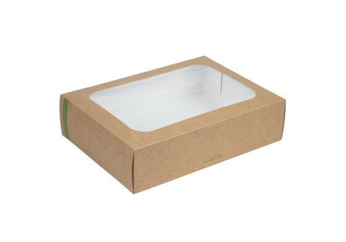  ProChef Boîtes compostables en PLA standards avec plateau et couvercle à fenêtre | 82 x 225 x 310mm  (Lot de 50) 