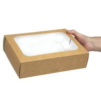 Boîtes compostables en PLA standards avec plateau et couvercle à fenêtre | 82 x 225 x 310mm  (Lot de 50)