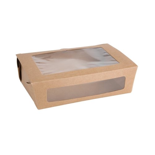  ProChef Boîtes salade en papier compostables avec fenêtre en PLA 1600ml | 60 x 143 x 211mm (lot de 200) 