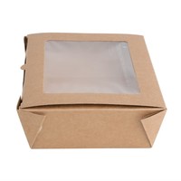 Boîtes salade en papier compostables avec fenêtre en PLA 1600ml | 60 x 143 x 211mm (lot de 200)