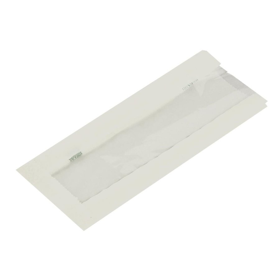 Sacs snack chaud en papier blanc glassine compostable avec fenêtre transparente NatureFlex Vegware | 250 x 100mm (Lot de 1000)