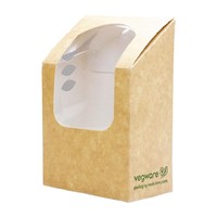 Boîtes à wrap et tortilla kraft compostables avec fenêtre PLA Vegware | 135 x 95 x 50mm  (lot de 500)