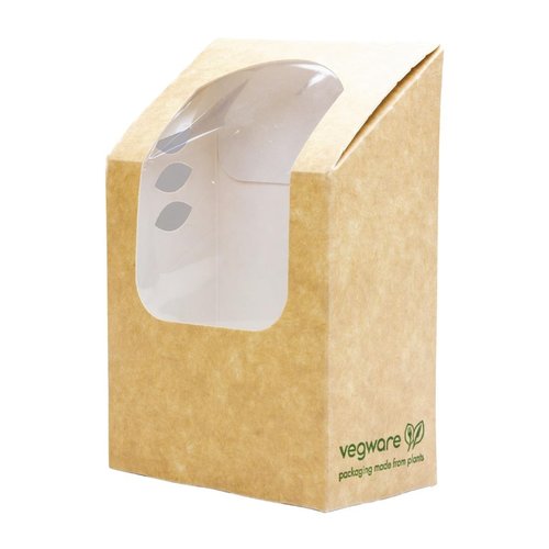  ProChef Boîtes à wrap et tortilla kraft compostables avec fenêtre PLA Vegware | 135 x 95 x 50mm  (lot de 500) 