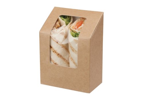  ProChef Boîtes à tortilla kraft compostables avec fenêtre acétate Colpac Zest | 121 x 90 x 50mm (lot de 500) 