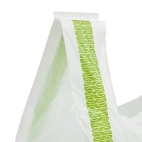 Sacs bretelles blanc et vert compostables en PLA Vegware taille moyenne | 540 x 80mm (lot de 500)
