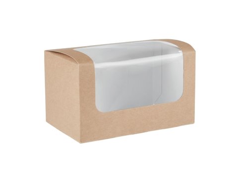  ProChef Boîtes sandwich rectangulaires kraft compostables avec fenêtre PLA Colpac | 72 x 125 x 77mm (lot de 500) 