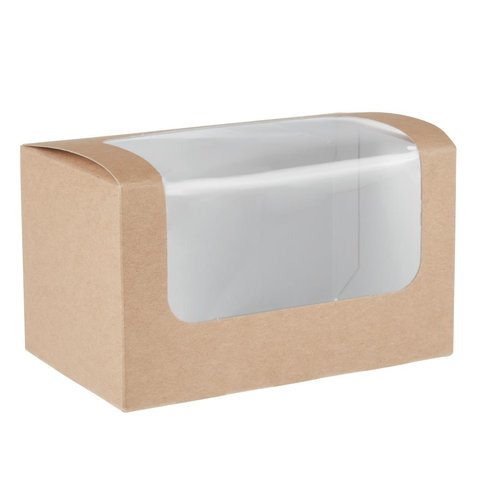  ProChef Boîtes sandwich rectangulaires kraft compostables avec fenêtre PLA Colpac | 72 x 125 x 77mm (lot de 500) 