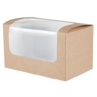 Boîtes sandwich rectangulaires kraft compostables avec fenêtre PLA Colpac | 72 x 125 x 77mm (lot de 500)