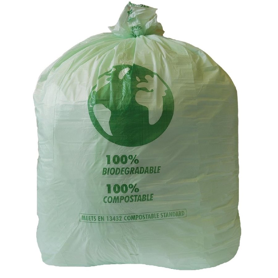 Grands sacs poubelle compostables en PLA vert Jantex 90L | 737 x 965 mm (lot de 20)