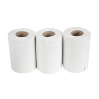 Mini bobines blanches en papier recyclé à alimentation centrale 1 pli Jantex | 130mm x 120m (lot de 12)