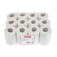 Mini bobines blanches en papier recyclé à alimentation centrale 1 pli Jantex | 130mm x 120m (lot de 12)