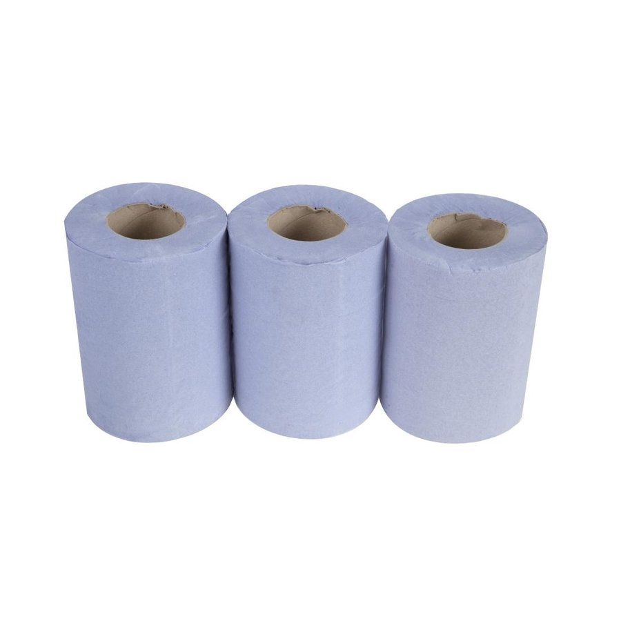 Mini bobines bleues en papier à alimentation centrale 1 pli Jantex | 120m x 180mm (lot de 12)