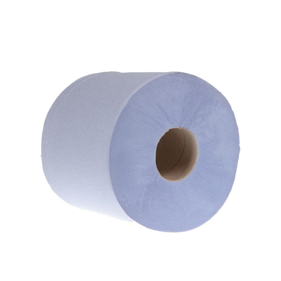 Bobines bleues en papier à alimentation centrale 1 pli Jantex | 175 mm x 300 m (lot de 6)