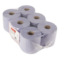 Bobines bleues en papier à alimentation centrale 1 pli Jantex | 175 mm x 300 m (lot de 6)