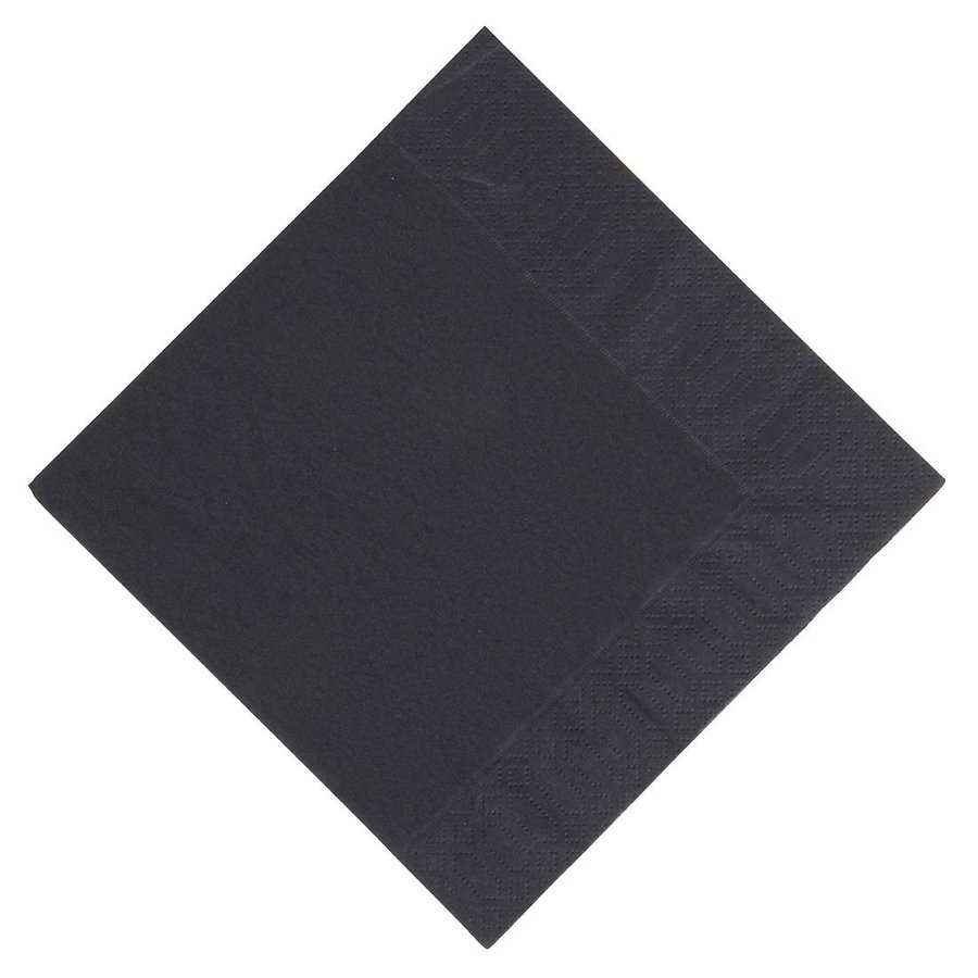 Serviettes  noires compostables 3 plis 33 x 33 cm