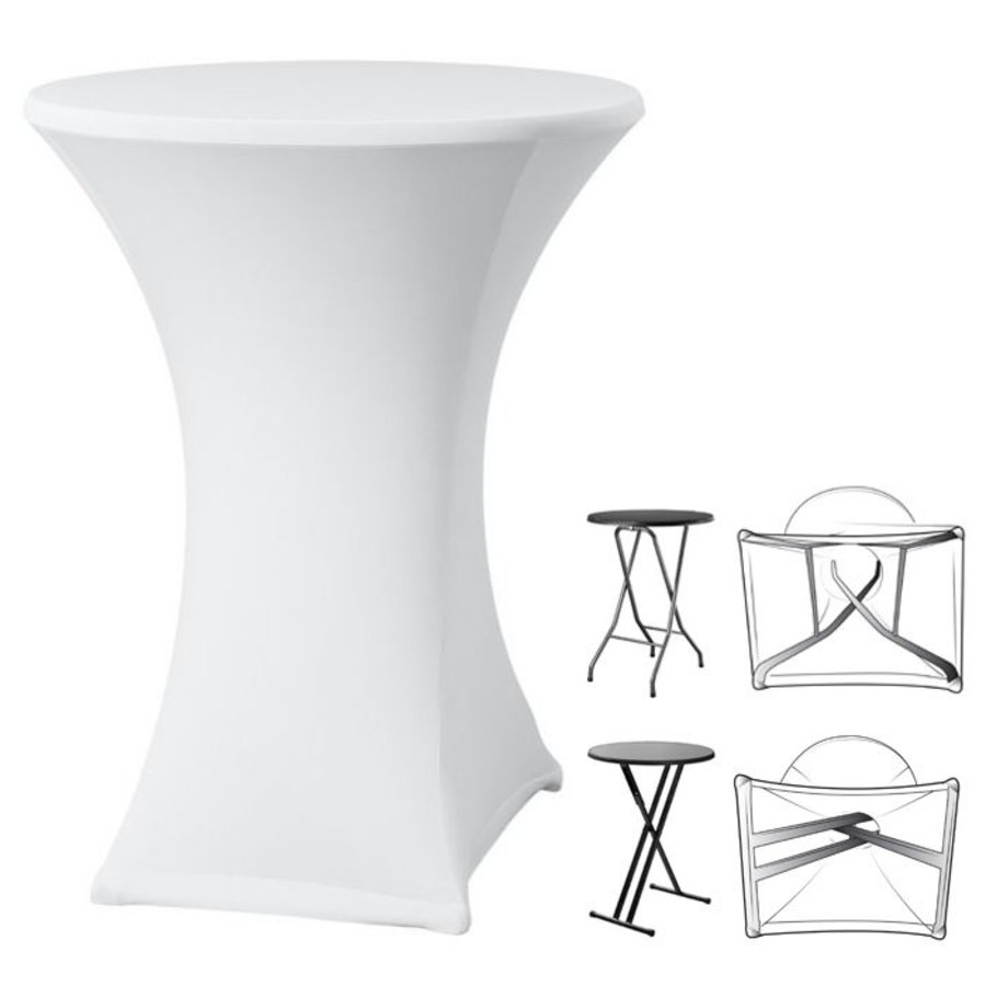 Housse de table Marseille pour table haute de 80-85cm de diamètre blanche en polyester