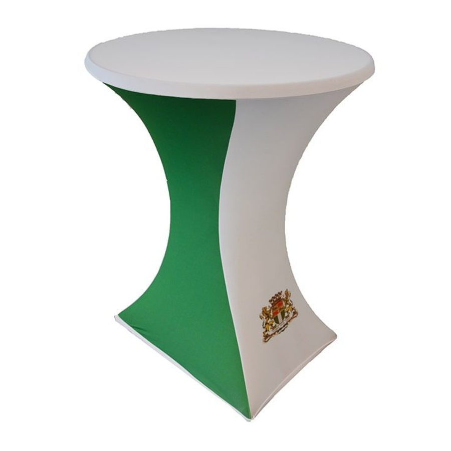 Housse de table extensible Rotterdam en polyester de diametre 80-85cm blanc et vert