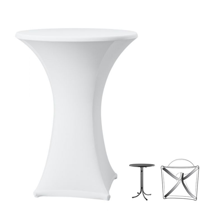 Housse de table  Paris de 80-85cm de diamètre blanche en polyester