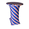 ProChef Housse de table extensible drapeau Frise en polyester de diametre 80-85cm rayé bleu et blanc coeurs rouges