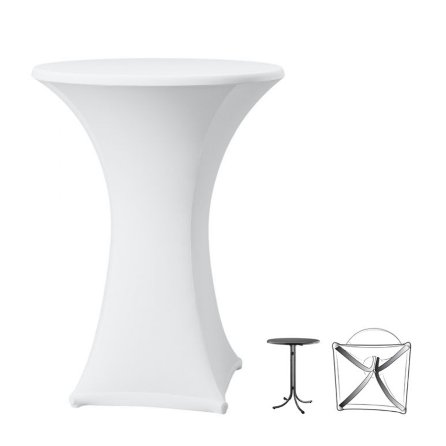 Housse de table  Paris de 70cm de diamètre blanche en polyester