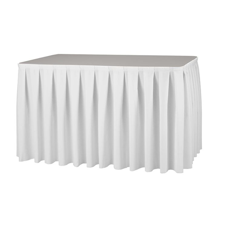 Jupe de table plissée Amiens polyester 410 x 73cm blanc
