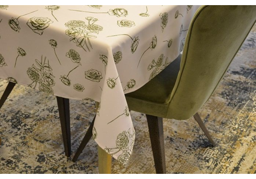  ProChef Nappe Versailles en polyester 220 x 130cm blanc fleurs vertes 