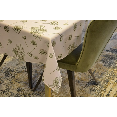  ProChef Nappe Versailles en polyester 220 x 130cm blanc fleurs vertes 