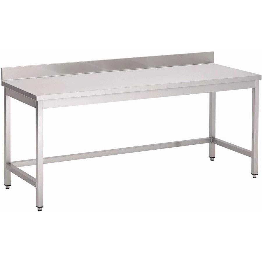 Table inox sans étagère basse avec dosseret 200Lx70Px85Hcm