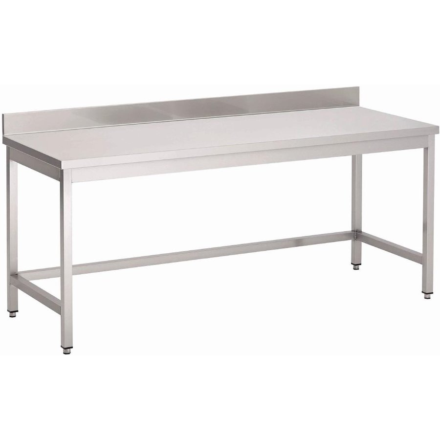 Table inox sans étagère basse avec dosseret 180Lx70Px85Hcm