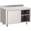 ProChef Table armoire inox avec portes coulissantes et dosseret 140(L)x70(P)x88(H)cm