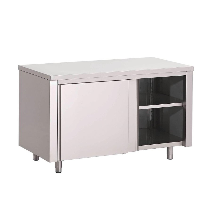 Table armoire inox avec portes coulissantes 180Lx70Px88cHm