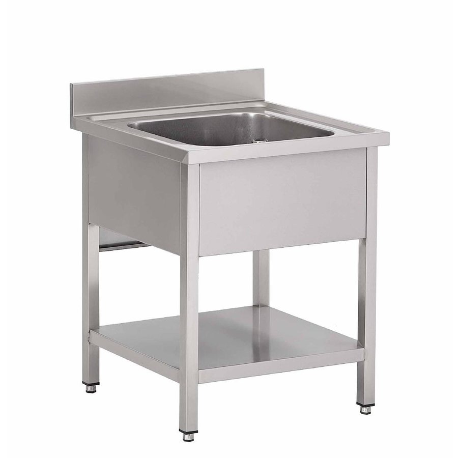 Plonge en inox avec étagère basse bac 70Lx70Px85Hcm