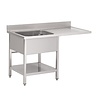 ProChef Plonge en inox avec étagère basse et emplacement lave-vaisselle 120Hx70Lx85Pcm