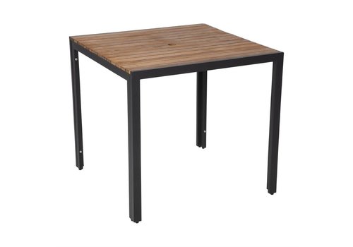  ProChef Table carrée en acier et acacia Bolero 80x80cm 