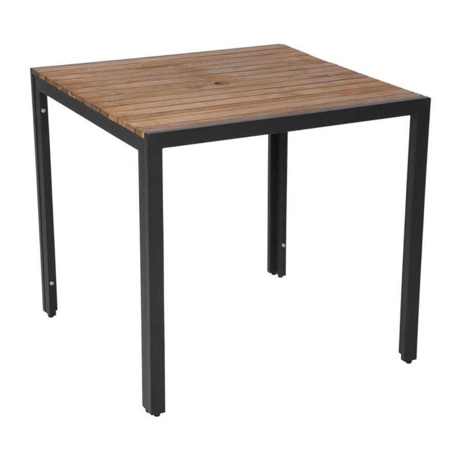 Table carrée en acier et acacia Bolero 80x80cm