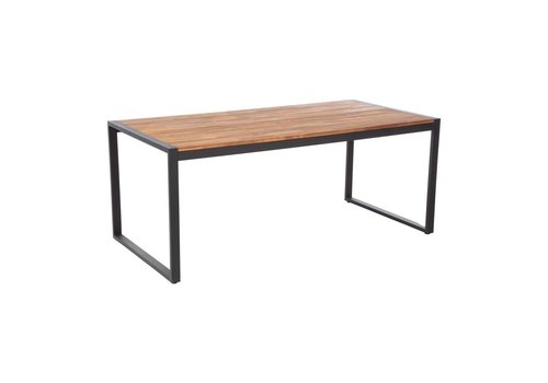  Bolero Table industrielle rectangulaire acier et acacia 74(H)x180x90cm 