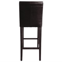 Tabouret de bar haut l Dossier en simili cuir marron foncé l H103 cm