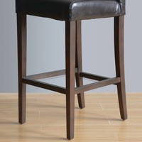 Tabouret de bar haut l Dossier en simili cuir marron foncé l H103 cm