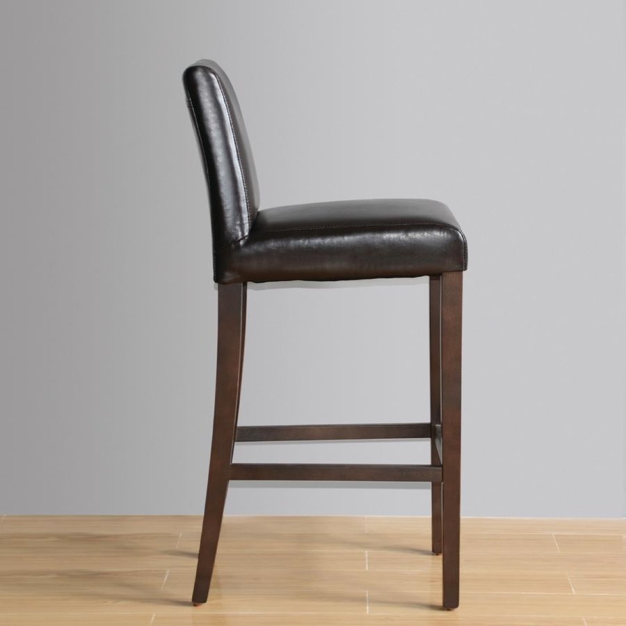 Tabouret de bar haut l Dossier en simili cuir marron foncé l H103 cm