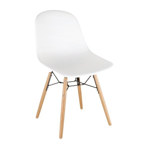  Bolero Chaise moulée PP l Structure métallique blanche l Polypropylène, bois et acier l H45 cm l En lot de 2 