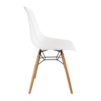 Chaise moulée PP l Structure métallique blanche l Polypropylène, bois et acier l H45 cm l En lot de 2