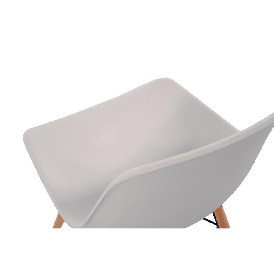 Chaise moulée PP l Structure métallique blanche l Polypropylène, bois et acier l H45 cm l En lot de 2