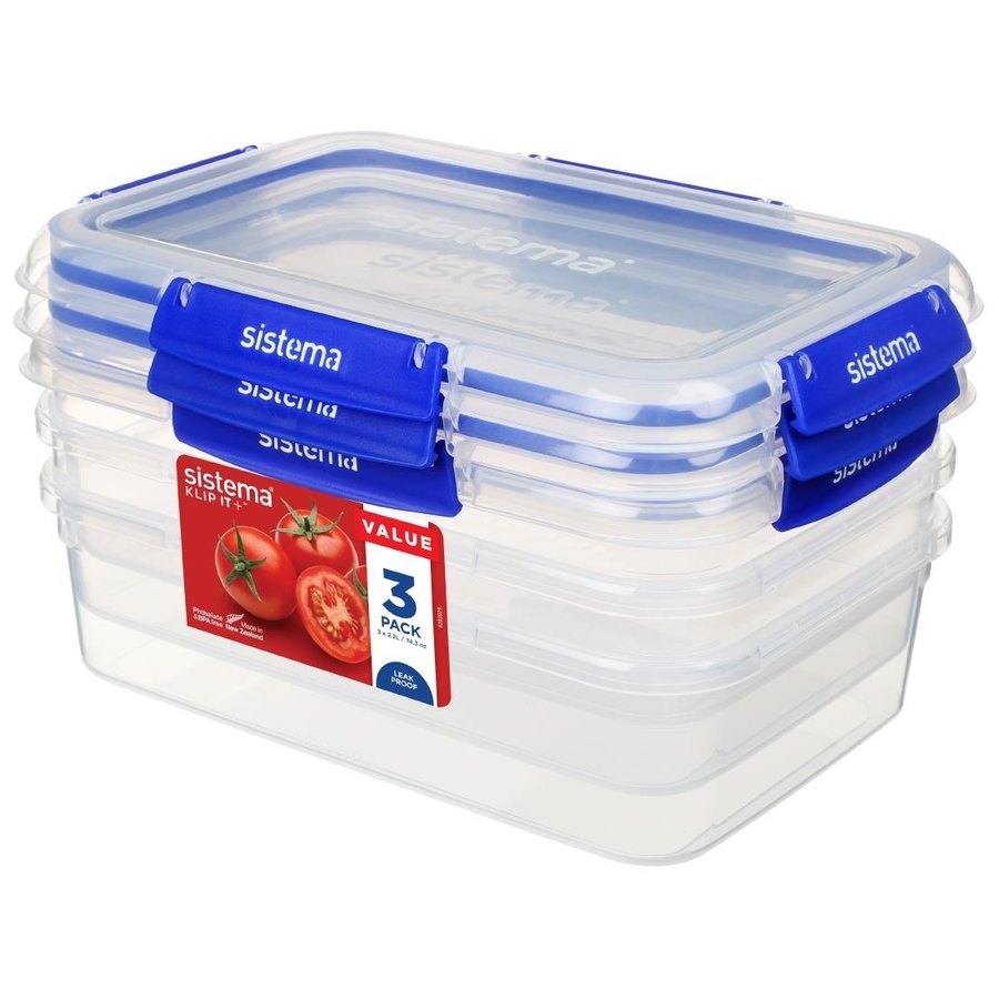 Boîtes alimentaires Klip It Plus 2,2L 16Hx17Lx23Pcm (lot de 3)